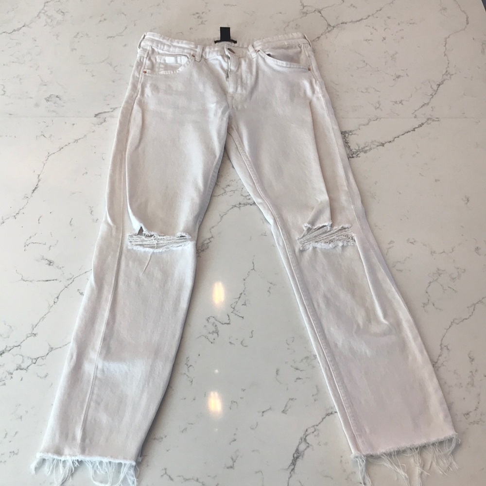 H&M White Distresses Skinny Jeans